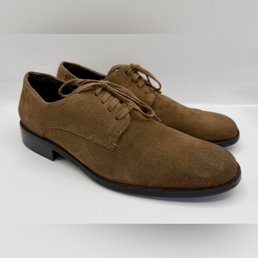 Calvin Klein Men's Size 9 Tan Suede Derby Dress Casual Oxford Shoes